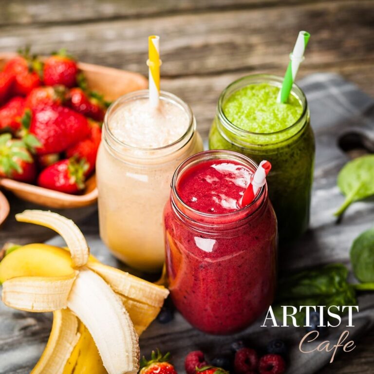 Fresh smoothies at Artist Cafe Shoreditch